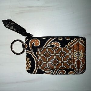 Vera Bradley ID Wallet with Keychain in retired Caffe Latte pattern